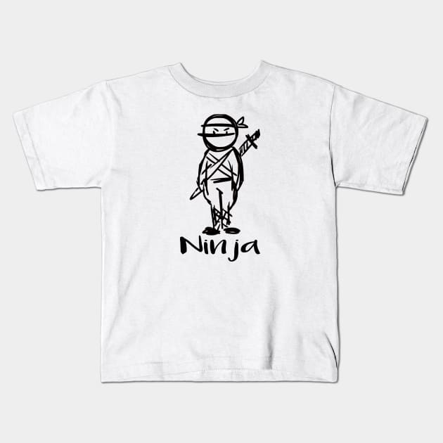 Ninja warrior illustrated Kids T-Shirt by LND4design